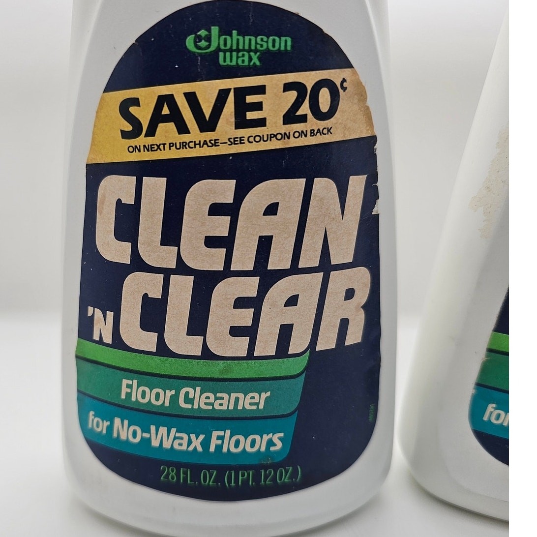 NEW Lot Of 2 Clean n Clear Cleaner for no-wax floors (1982) 28 Fl Oz