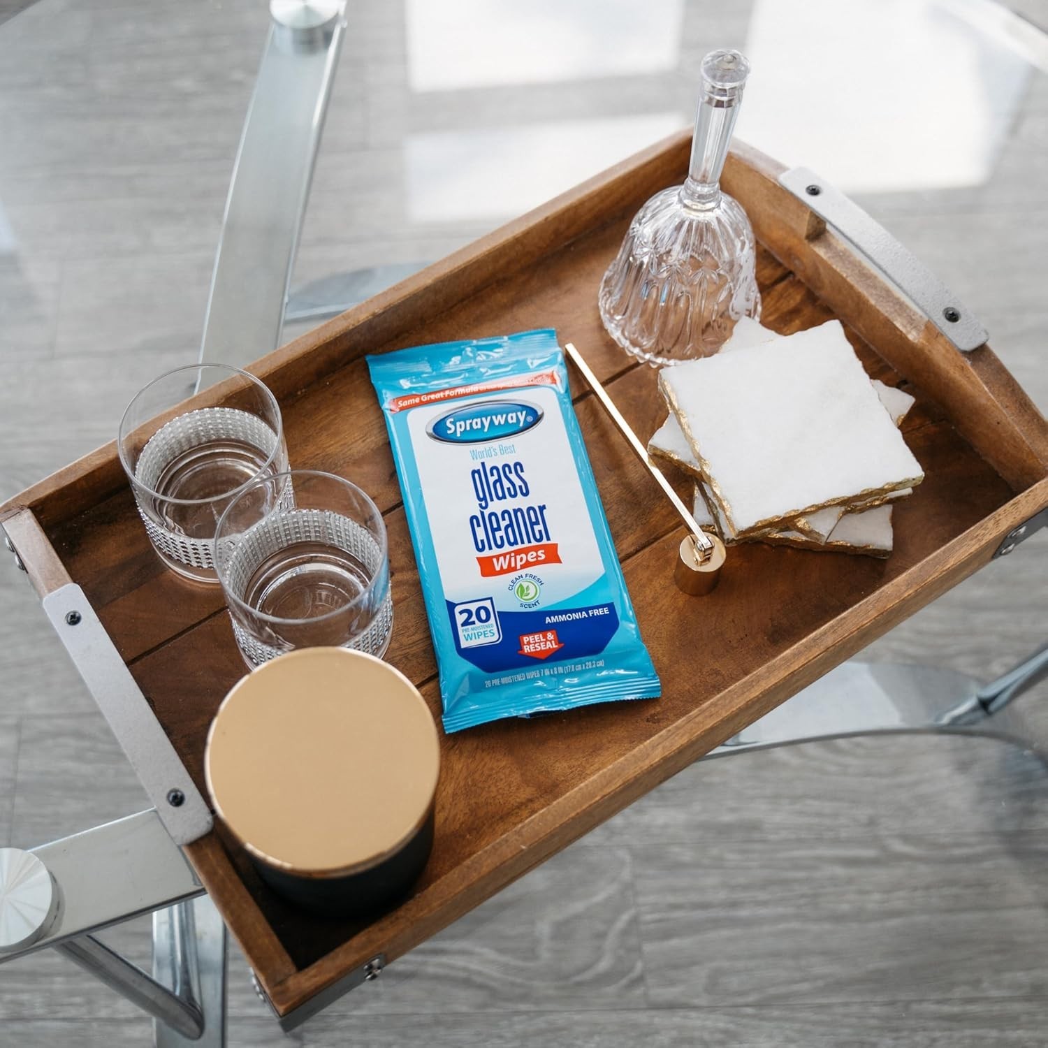 Convenient Glass Cleaner Wipes – Ammonia-Free, 20 Count for On-the-Go Cleaning