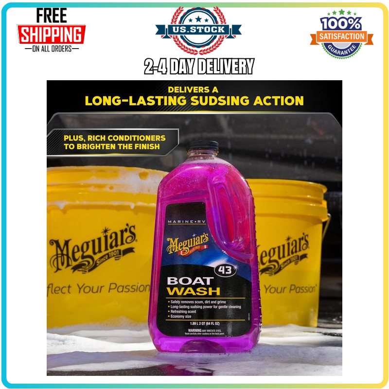 Meguiar’s M43 Boat RV Wash 64oz pH Balanced Fiberglass Gel Coat Cleaner