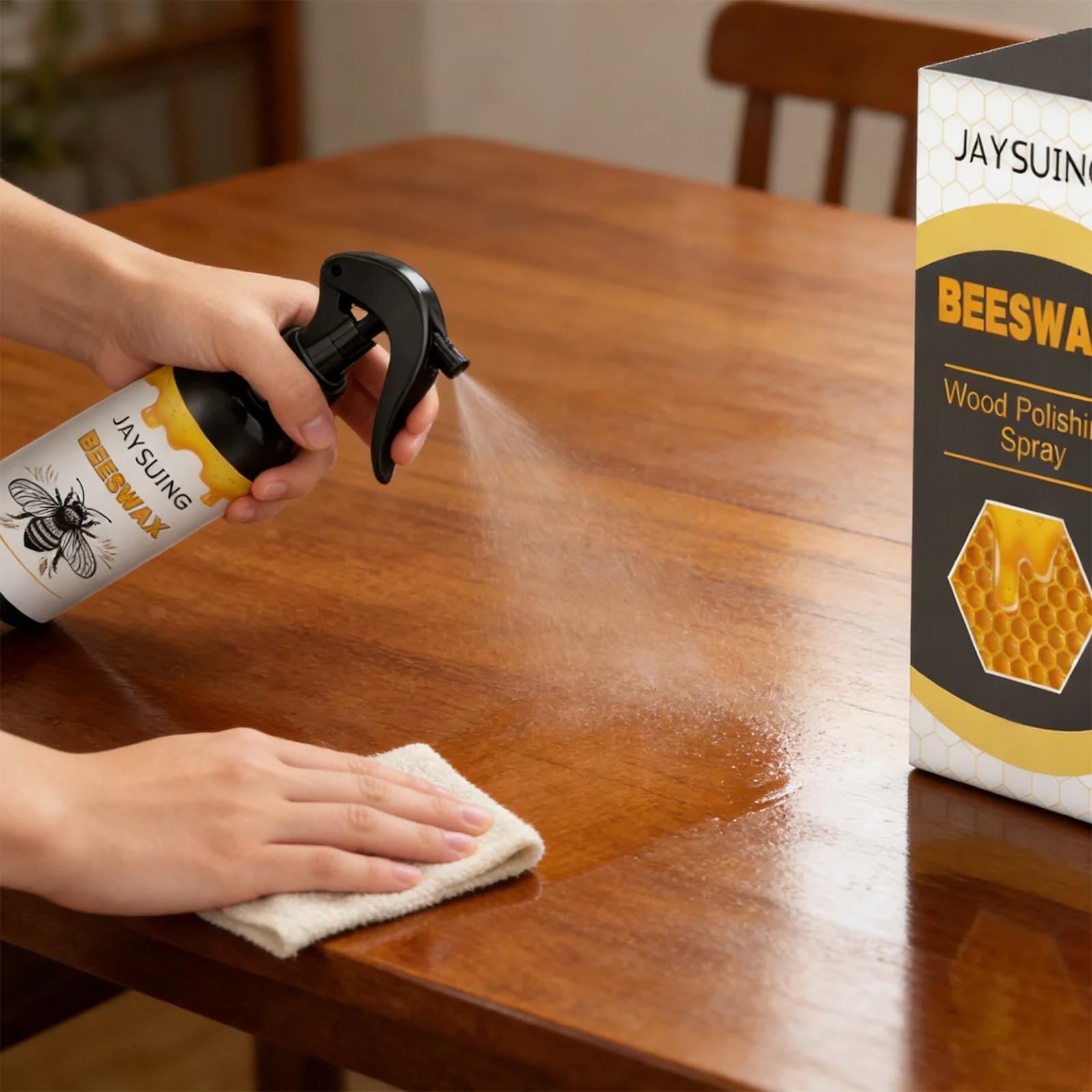 Natural Beeswax Spray Furniture & Wood Floor Polish Multi-Purpose Cleaner