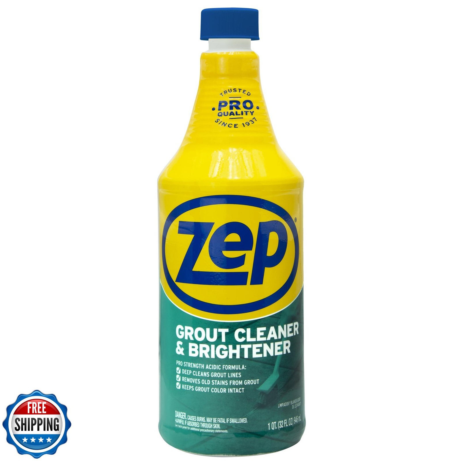 Zep Grout Cleaner and Brightener – 32 Ounce (1 Bottle) – ZU104632 – Deep Clea