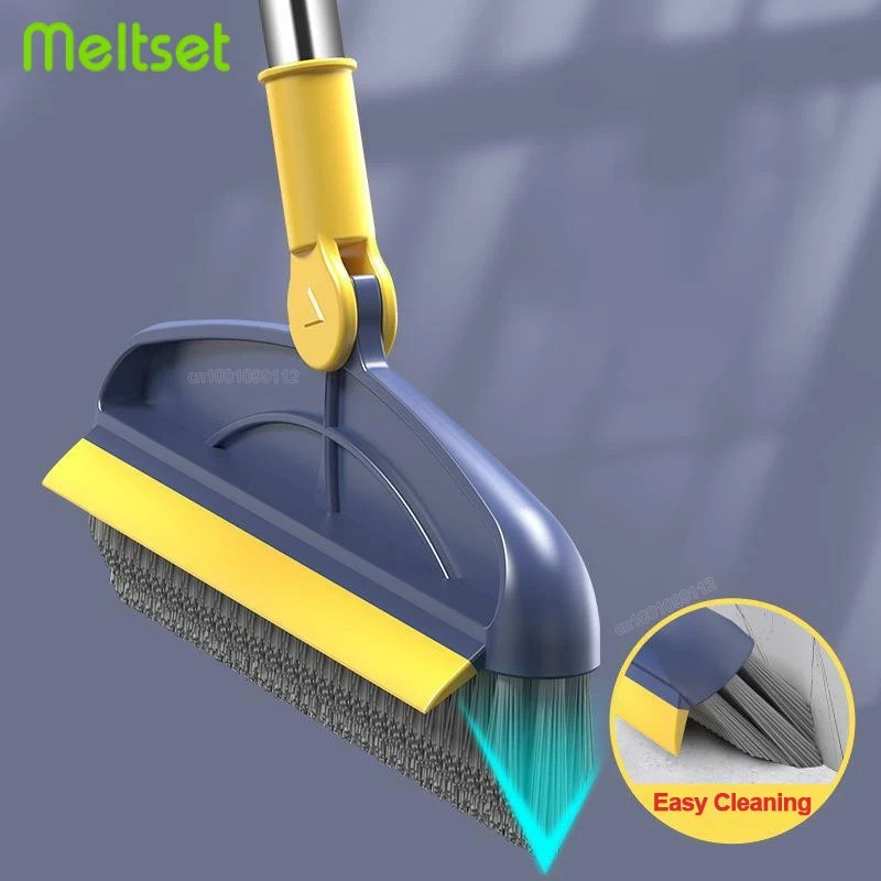 2 in 1 Broom Long Handle Cleaning Brush Removable Wiper Floor Tile Corner Gap Cl
