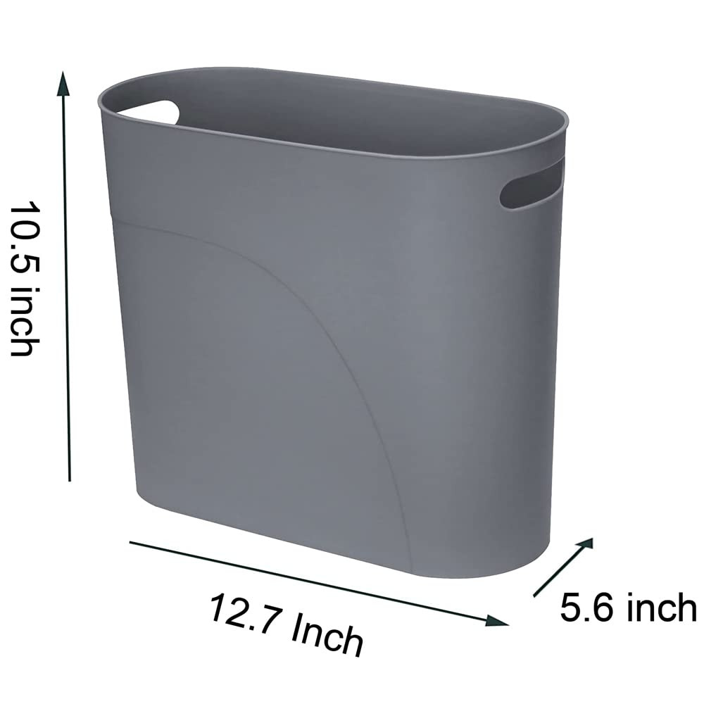 Small Trash Can Plastic Bathroom Wastebasket 3.2 Gallon Slim Garbage Container B