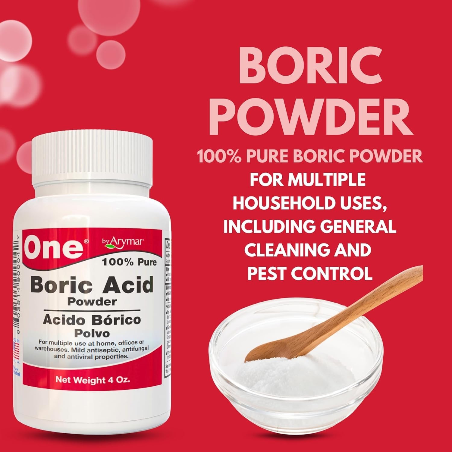 Versatile 4oz Boric Powder – Household Cleaner and Odor Eliminator, Made in USA