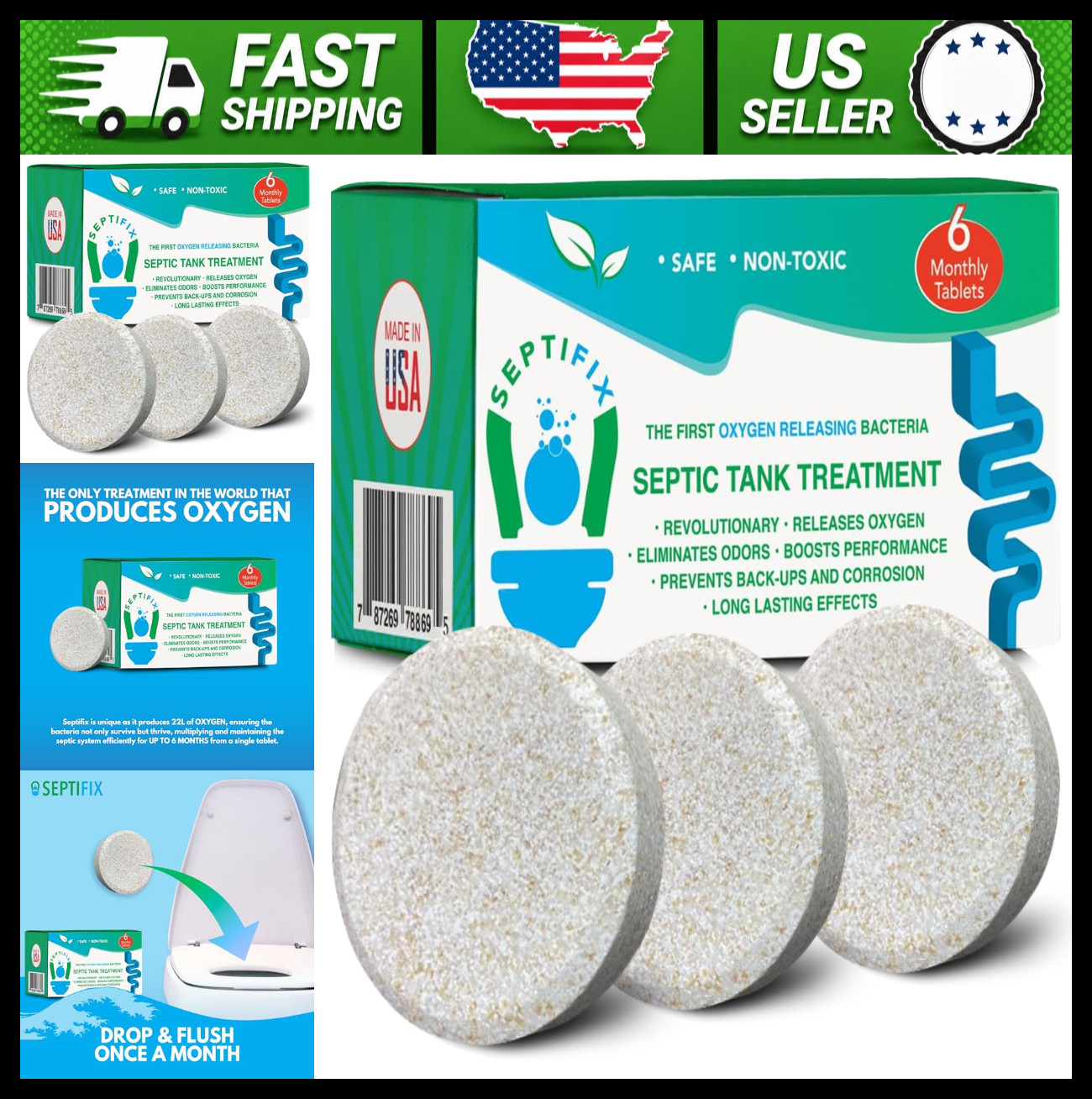 Septic Tank Treatment Tablets Live Aerobic Bacteria