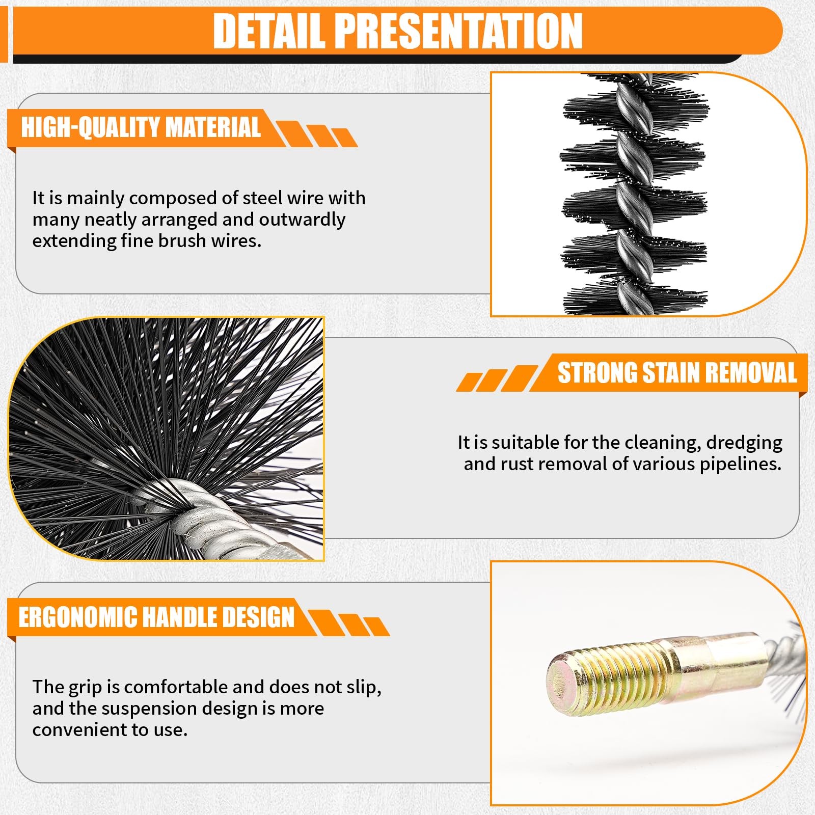 1Pc 3″ Round Pipe Tube Stainless Steel Wire Brush 75mm