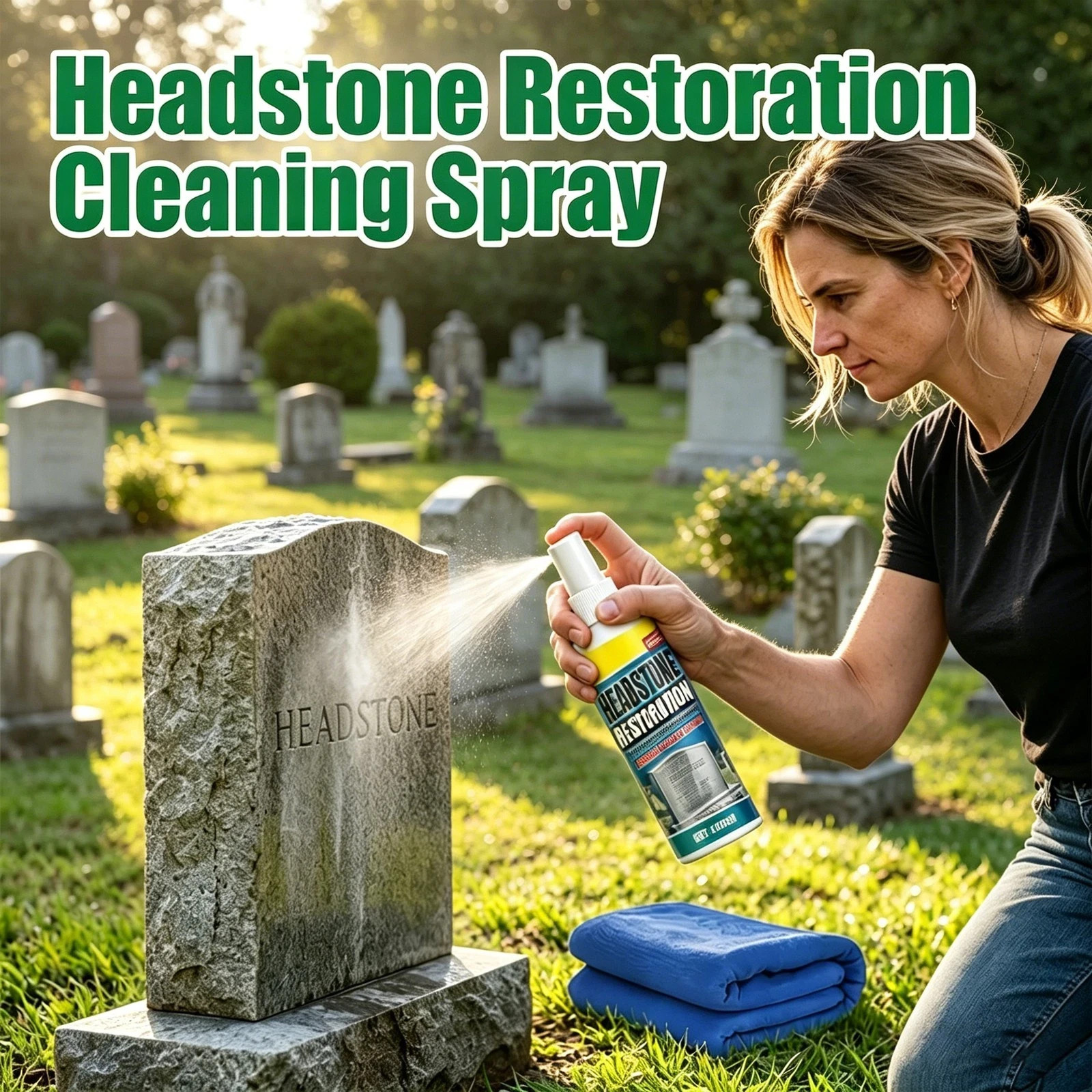 Headstone Cleaner Spray for Granite Marble Tombstone 100ml with TowelView Sold H