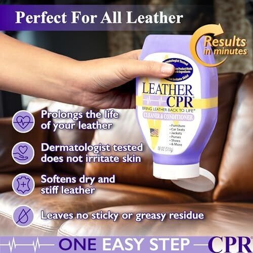 Leather CPR | 2-in-1 Leather Cleaner & Leather Conditioner (18oz) | Cleans