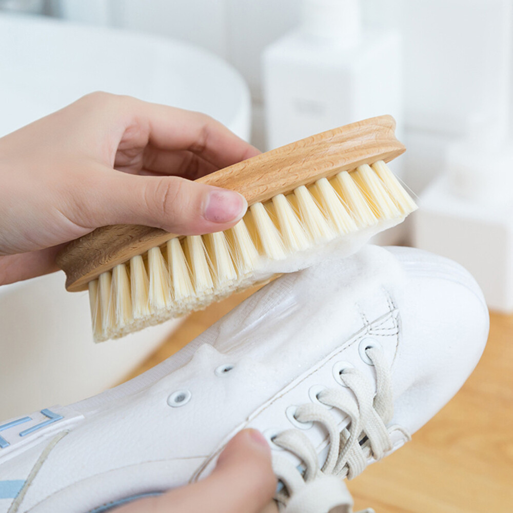 2 Pcs Wood Hand Brush Boot Brush Wooden Shoe Brush Shoes Cleaning Brush