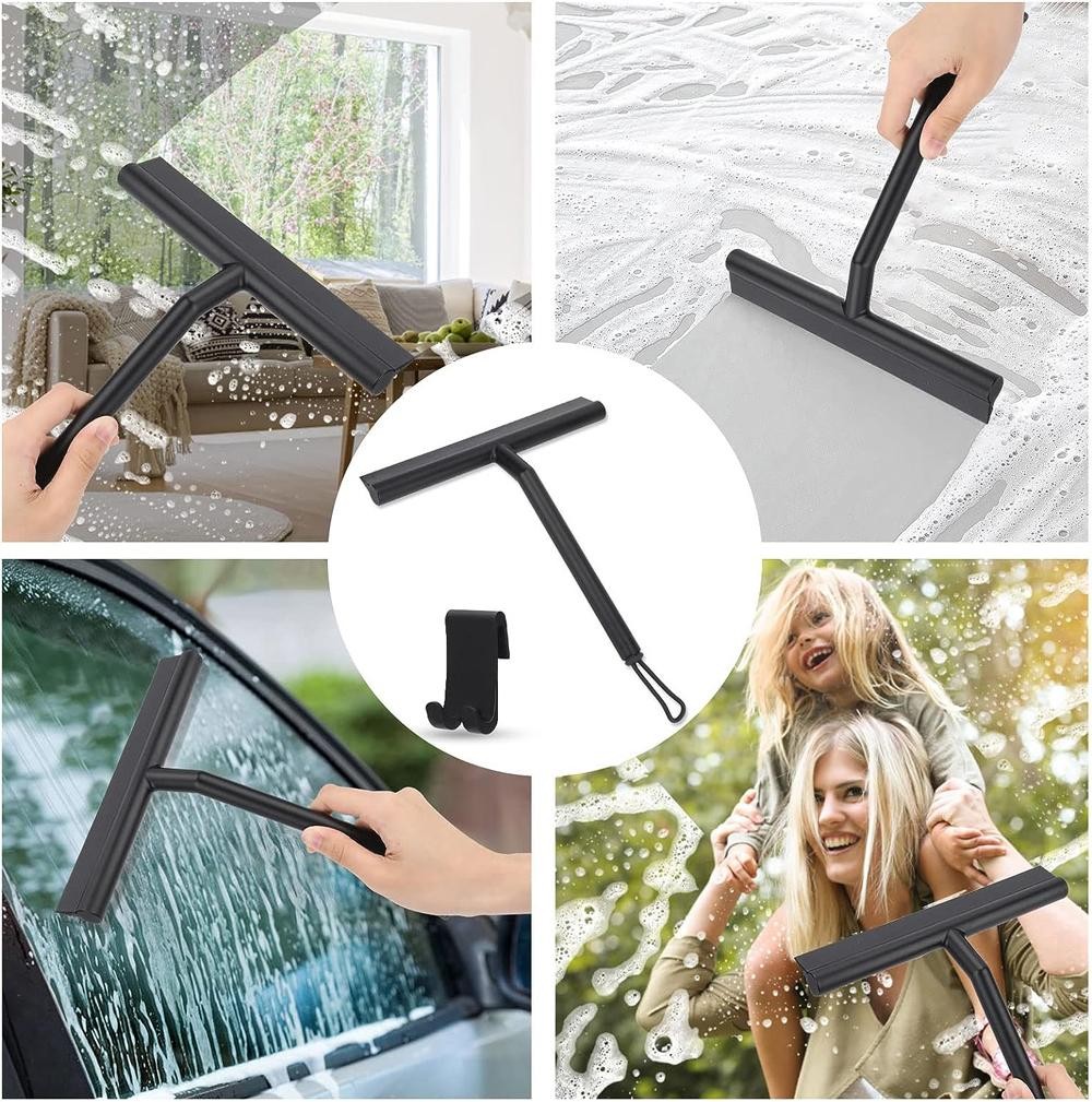 Silicone Squeegee Streak Free Glass Cleaner Shower Mirror Tile Car Window