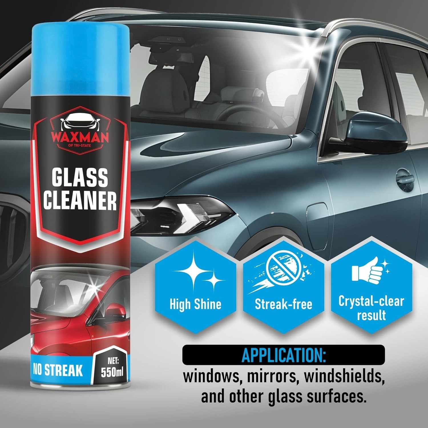 New Car Glass Cleaner Foam 18.6 Oz Streak Free Window Windshield Cleaning Spray
