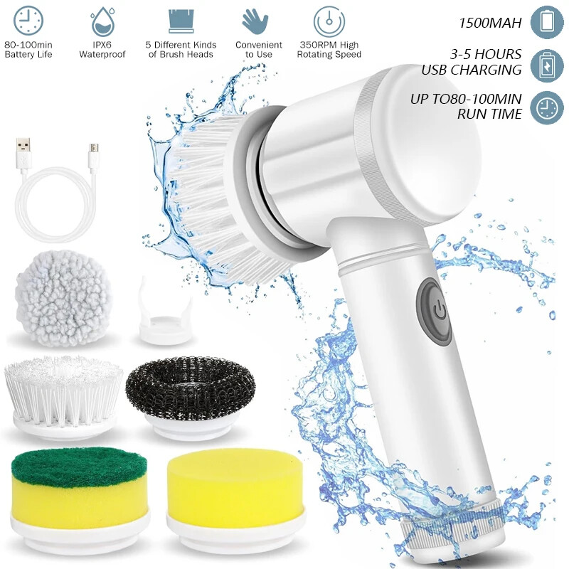 Electric Cleaning Brush Dish Scrubber Kitchen Spinning Cleaning Brush Scrubber