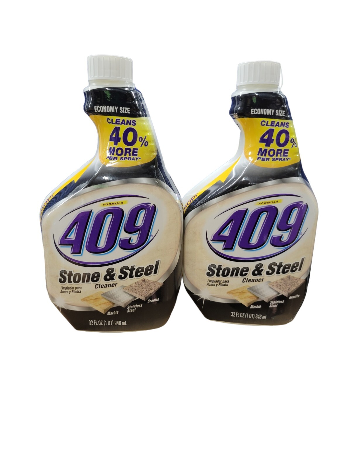 2 X Formula 409 Stone and Steel Cleaner Spray REFILL Bottles ~ 32 oz