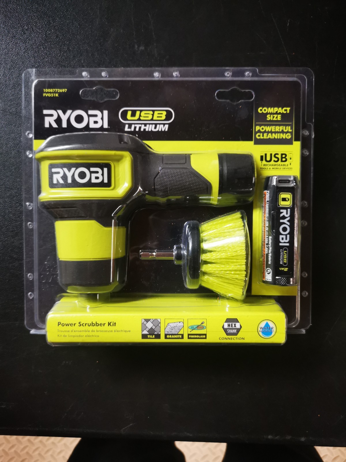 BNIB Ryobi USB Lithium Compact Scrubber Kit with 2.0 Ah Battery, USB