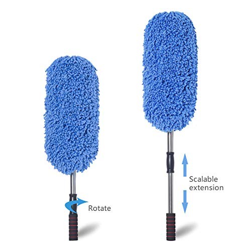 Microfiber Car Duster Extendable Handle Interior Exterior Large Blue