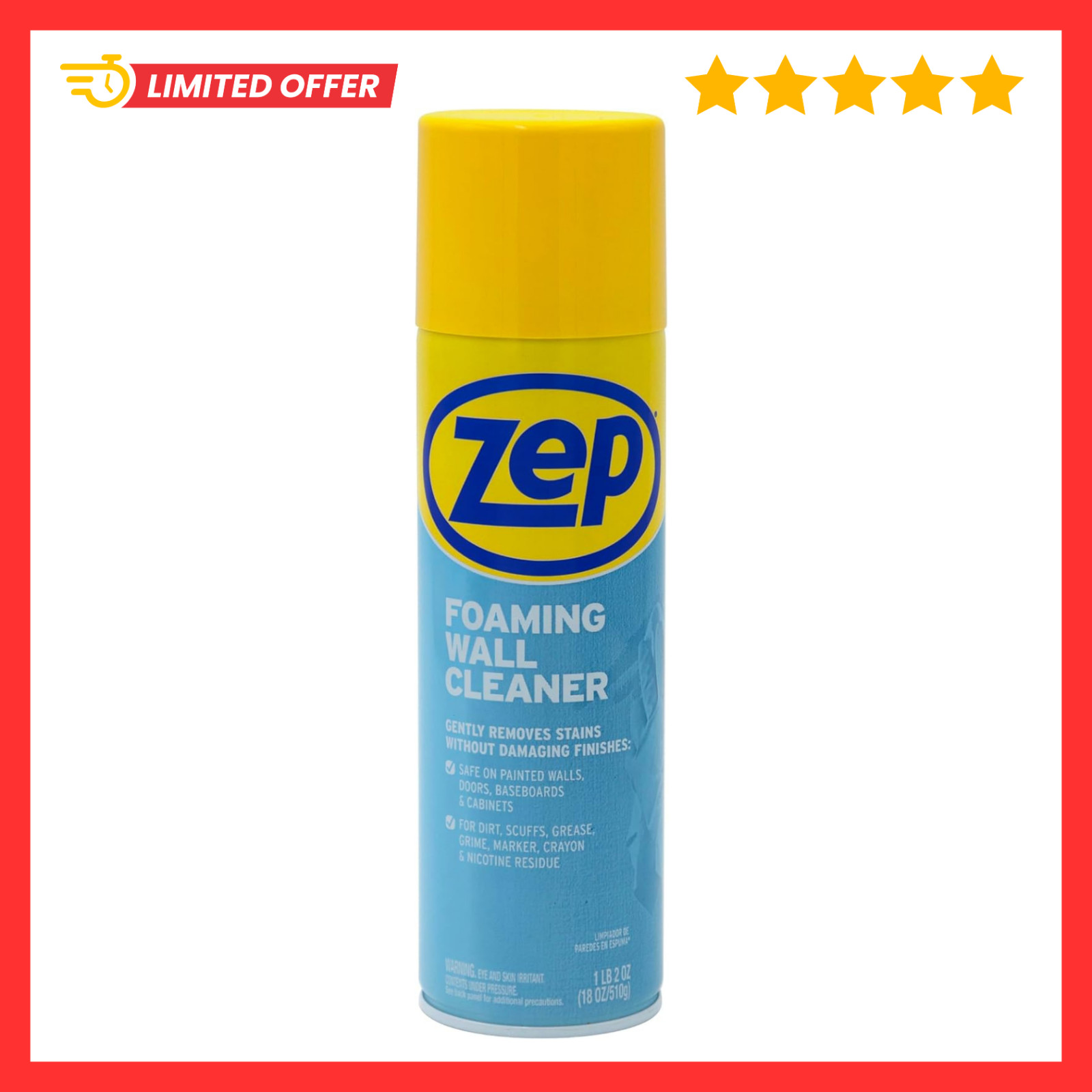 Zep ZUFWC18 Foaming Wall Cleaner, 18 oz, Clear