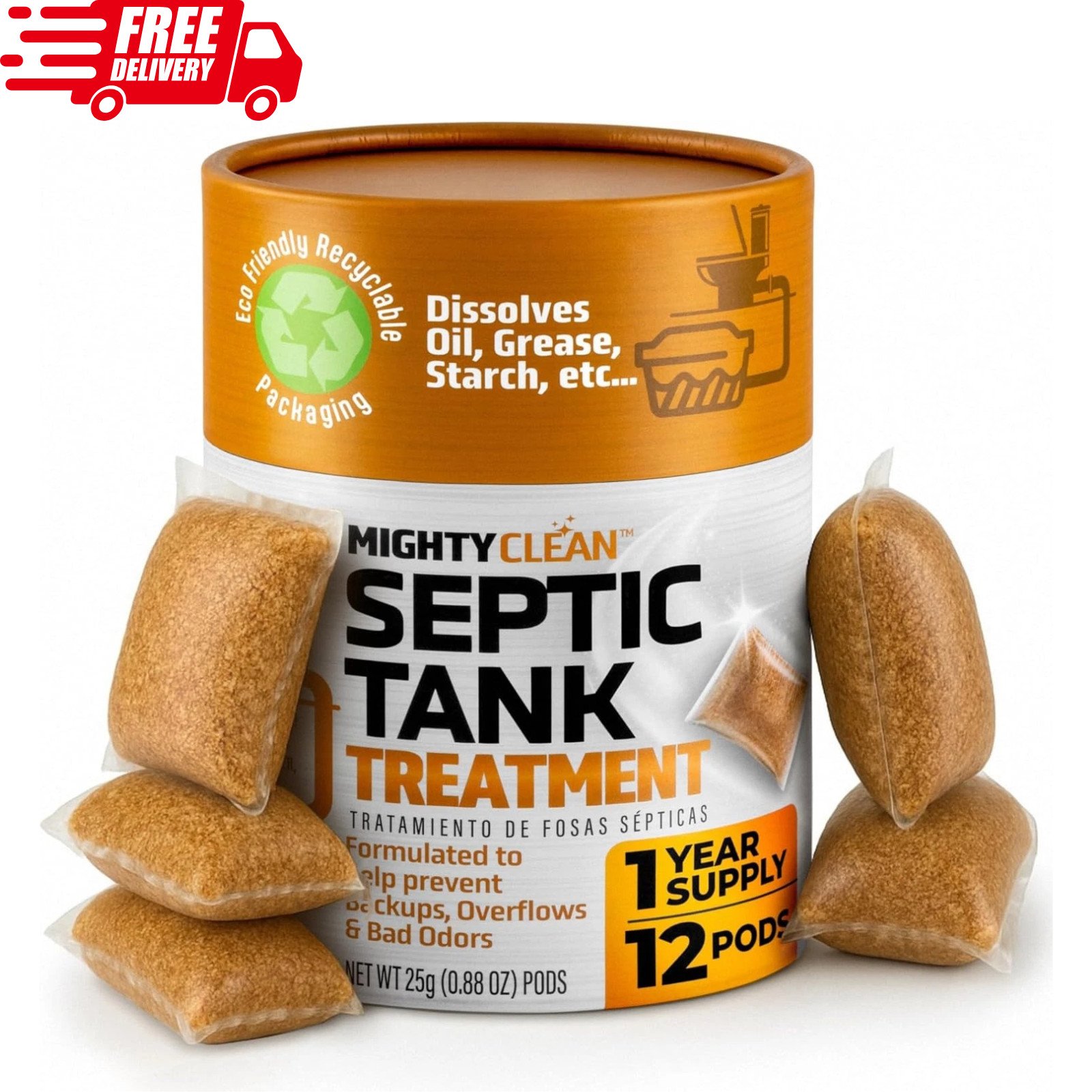 Septic Tank Treatment – 12 Pods 1 Year Supply – RV Toilet Treatment – Dissolvab