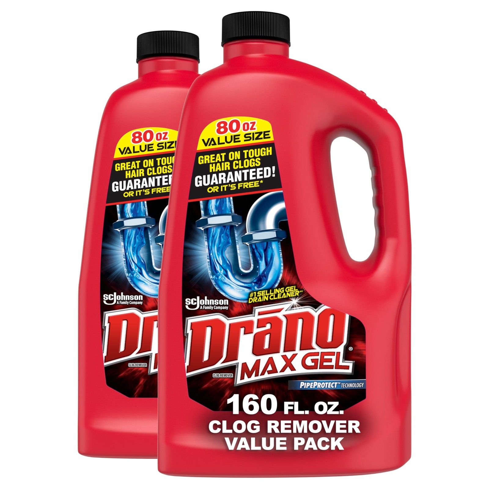 2 Pack Drano Max Gel Drain Cleaner 160oz Heavy Duty Clog Remover Fast Acting NEW