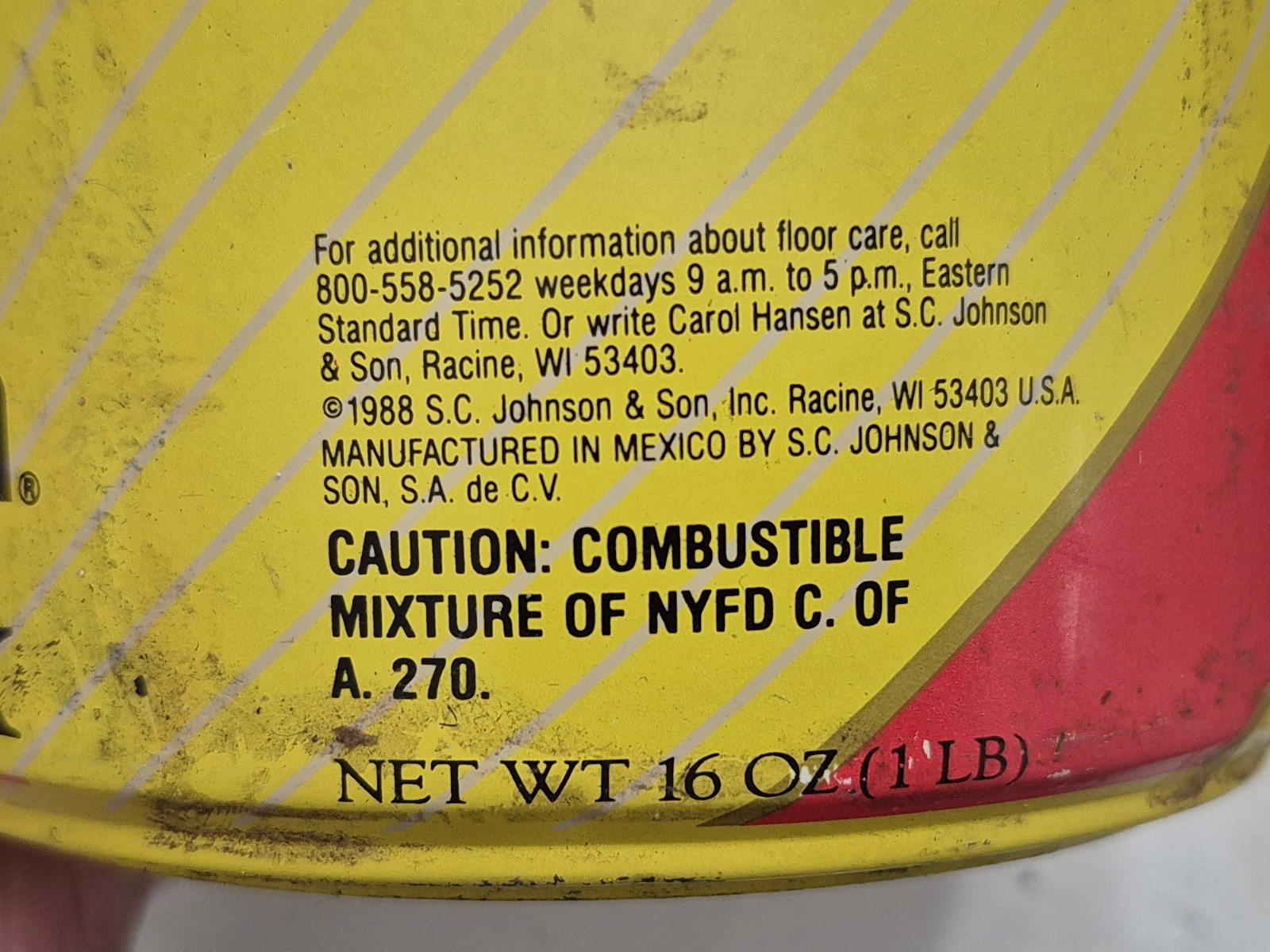 Sangtok Johnson SC Wood Paste Wax Original Formula 16oz OPEN – SEE PICS/READ