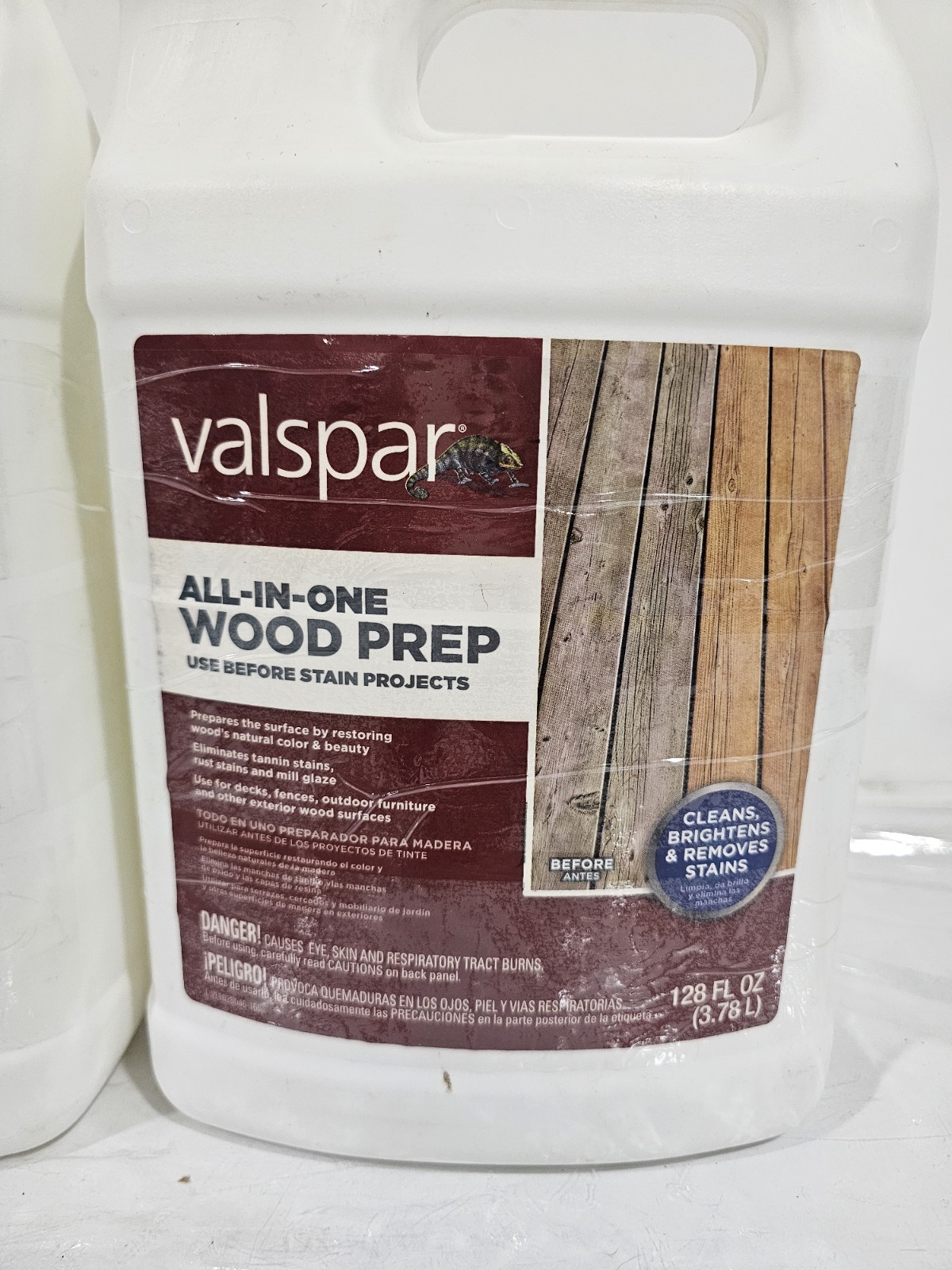 Valspar Wood Prep Deck Cleaner 128oz (2 Pack) Removes Stain Mildew Fence Patio