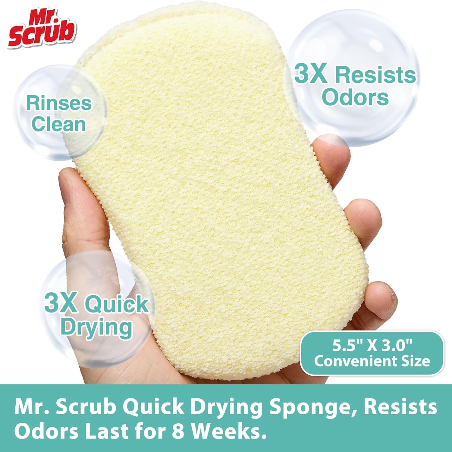 Mr. Scrub Sponges Kitchen Scrub Dish Sponge Scouring Pad, 6 Pack Cleaning Brush