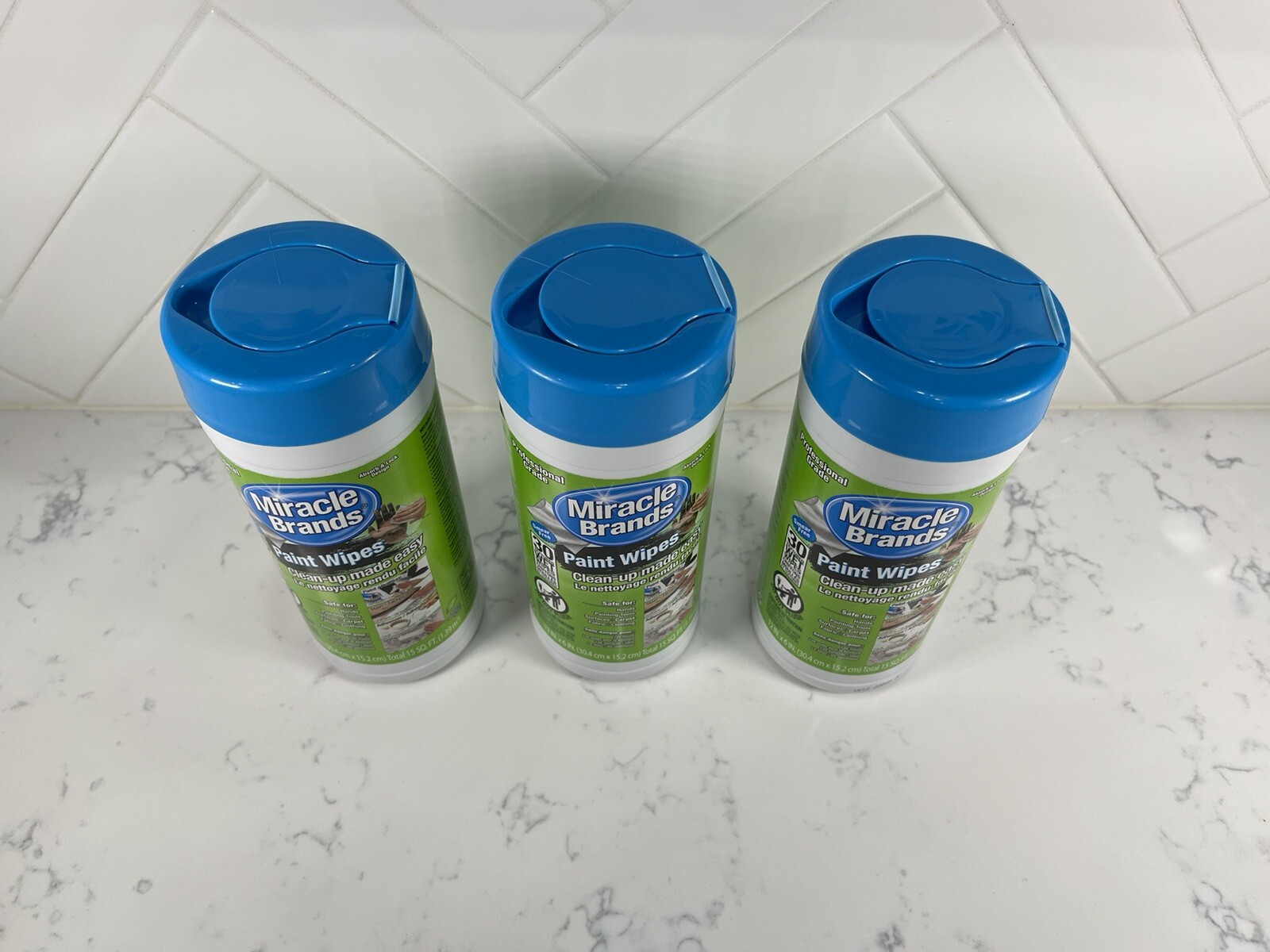 Lot of 3 Miracle Wipes for Paint Textured Wet Wipes 30 Ct- 12″ x 6″ Per Package