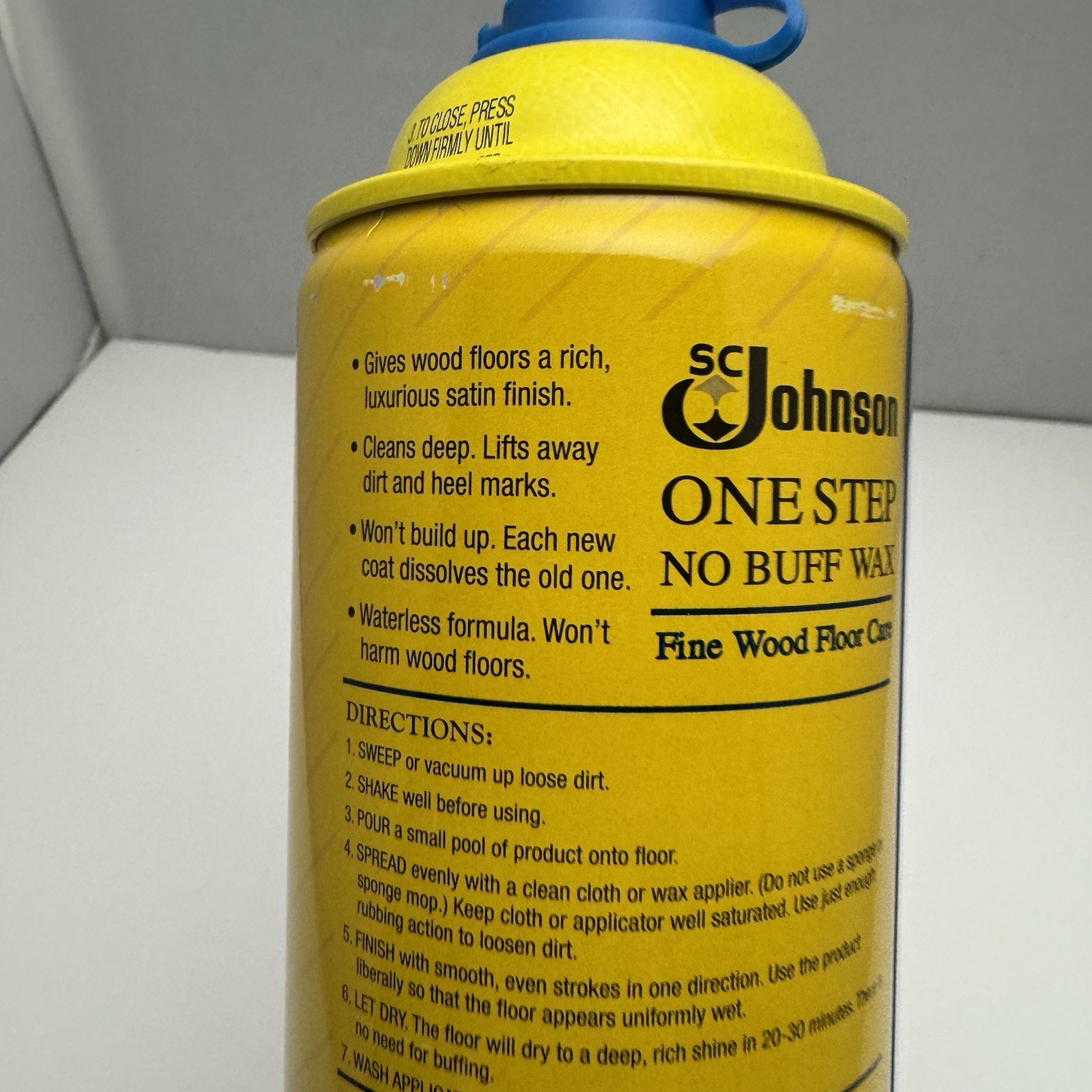 Vintage SC Johnson Original One Step No Buff Wax Fine Wood Floor Care 22oz