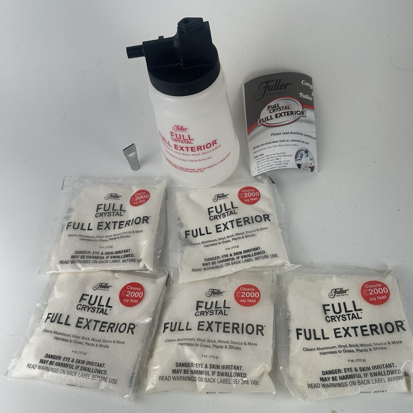 Fuller Brush Full Crystal Full Exterior Cleaner Bottle with 6 packs 4 oz Powder