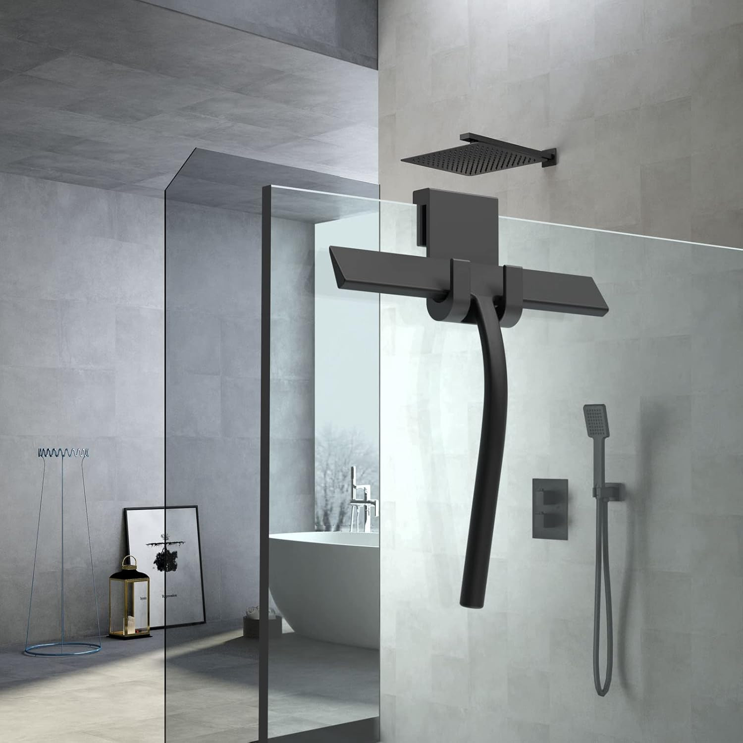 All -Purpose Silicone Shower Squeegee for Shower Glass Door with Hook, Bathroom