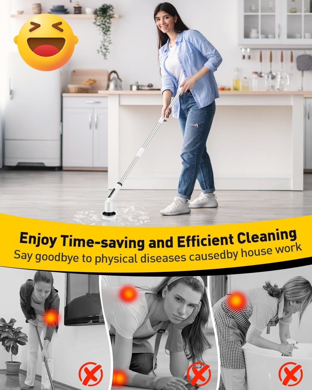 Electric Spin Scrubber for Cleaning Bathroom, Shower Scrubber Cordless Cleani…