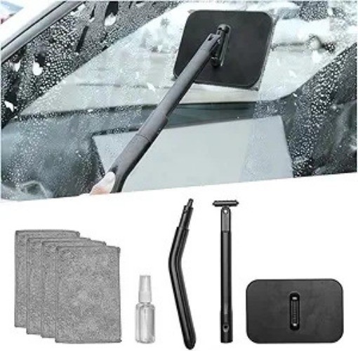 Car Windshield Cleaning Tool, Vehicle Window Glass Cleaner with 4 Reusable Micro