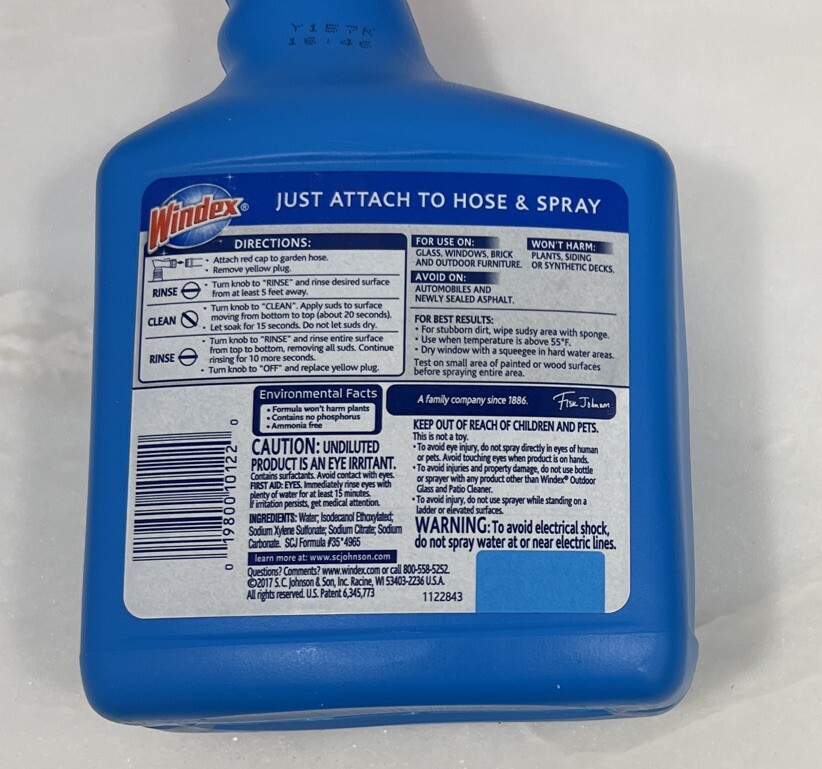 Windex Outdoor Window Cleaner For Glass Attach To Garden Hose 32 oz Concentrated