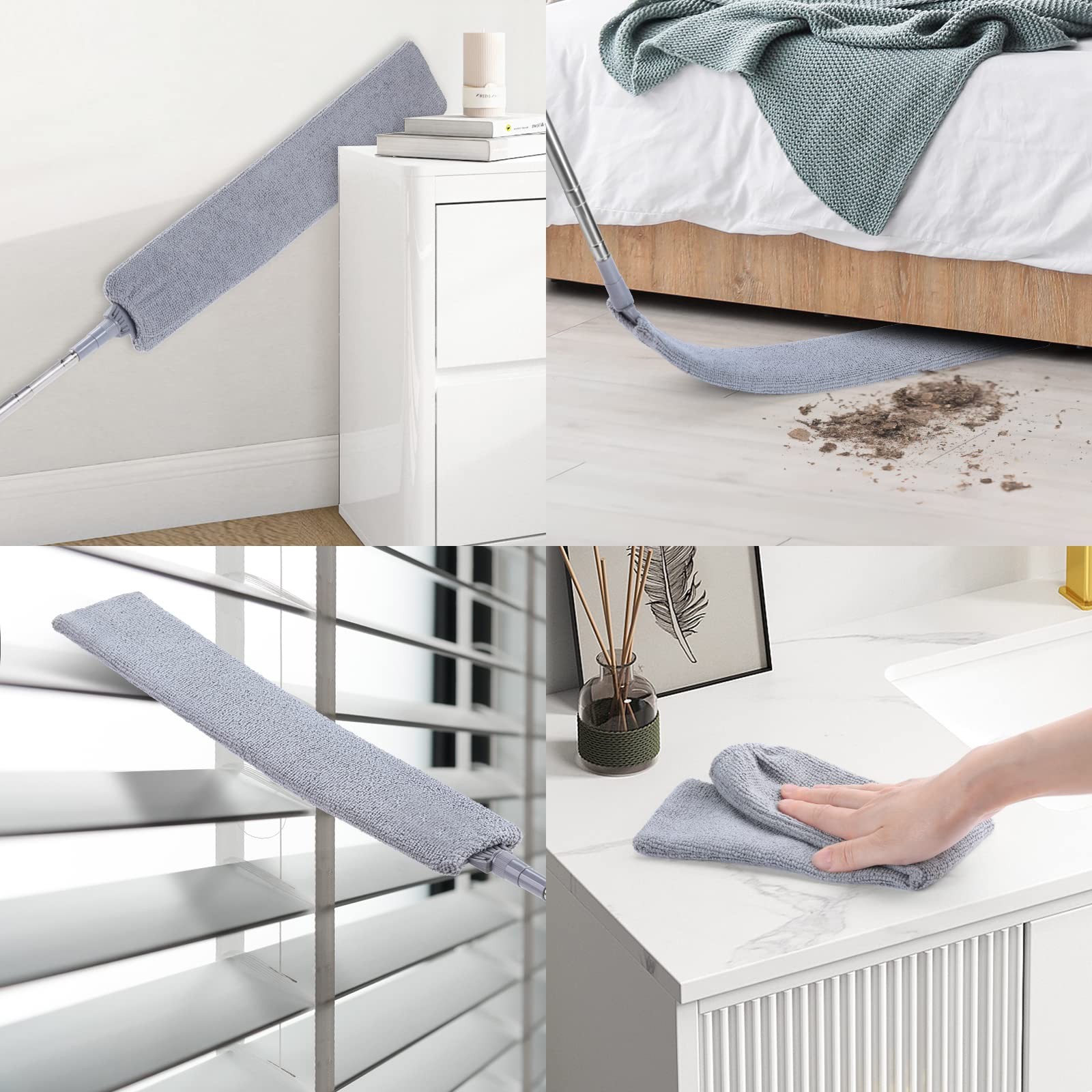 Retractable Gap Dust Cleaner with 3 Microfiber Dusting Cloths & 30-100 inch E…