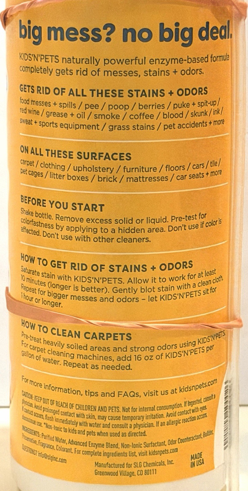 2 Pack KIDS ‘N’ PETS – Instant All-Purpose Stain & Odor Remover – 27.05 fl oz