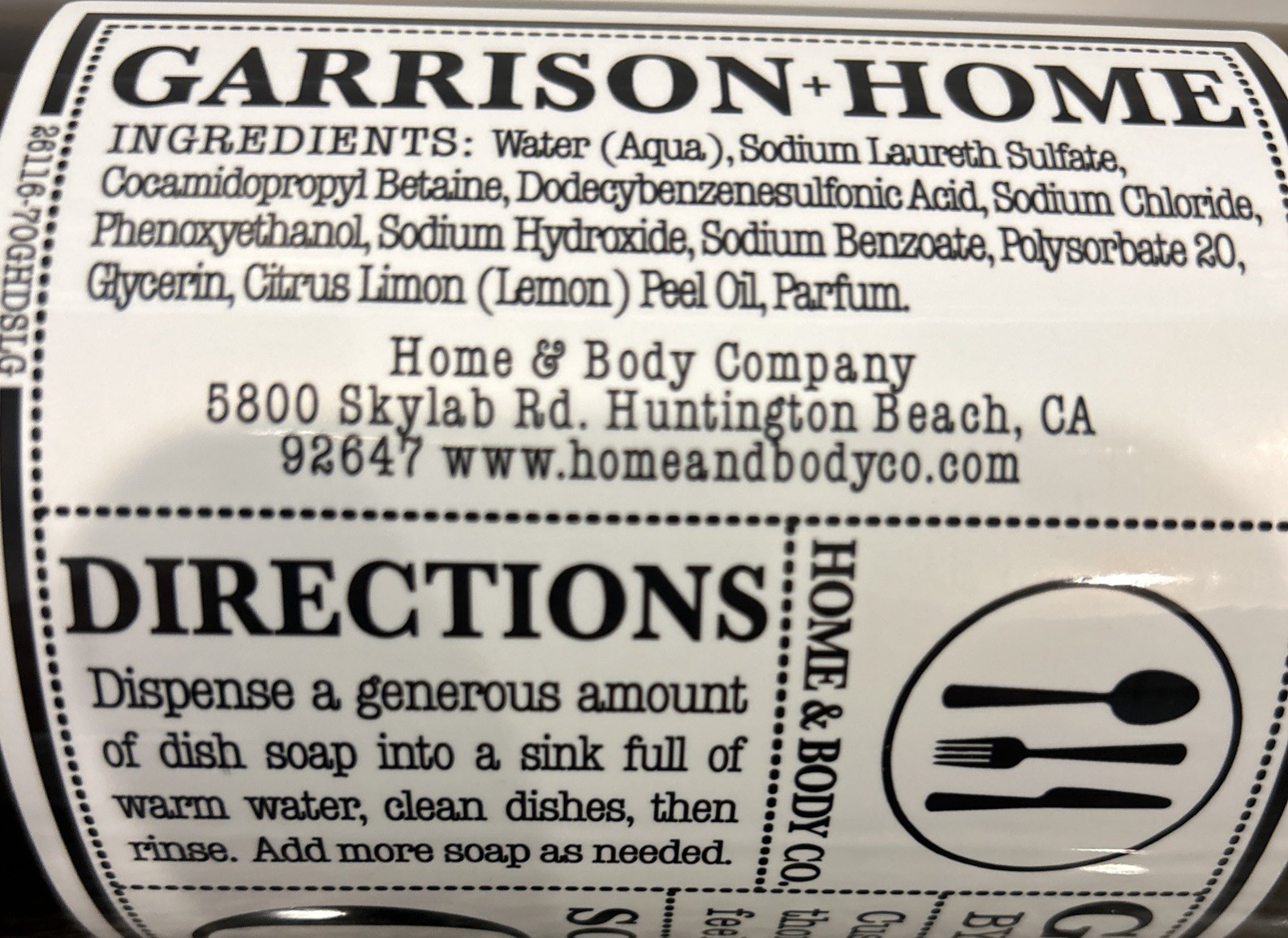 Garrison Home Body Lemongrass Dish Soap Essential Oil JUMBO 32oz GLASS BOTTLE