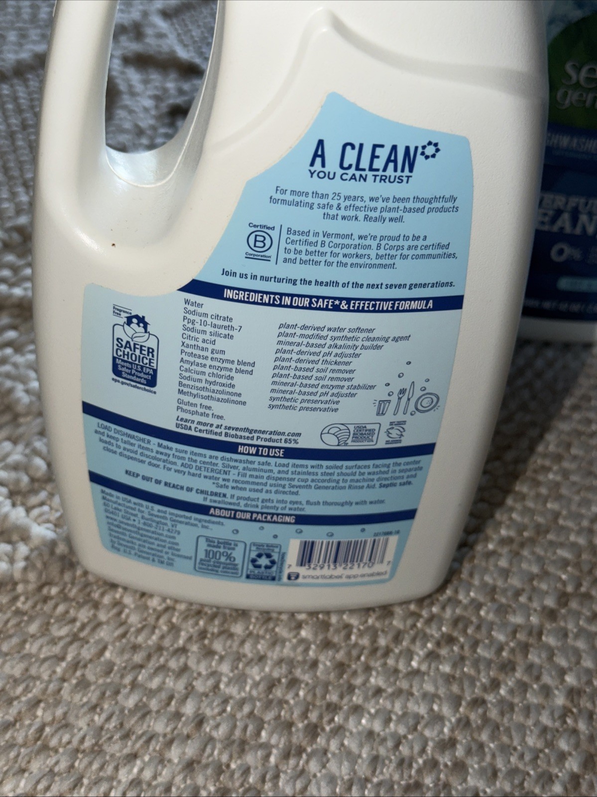 Seventh Generation Free And Clear Dishwasher Detergent Gel 42 OZ X 3