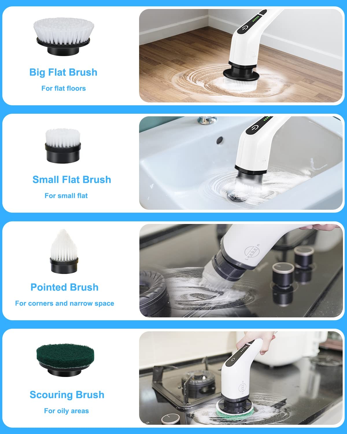 Spin Scrubber, Cordless Cleaning Brush with 8 Replaceable Brush Heads, Tub an…