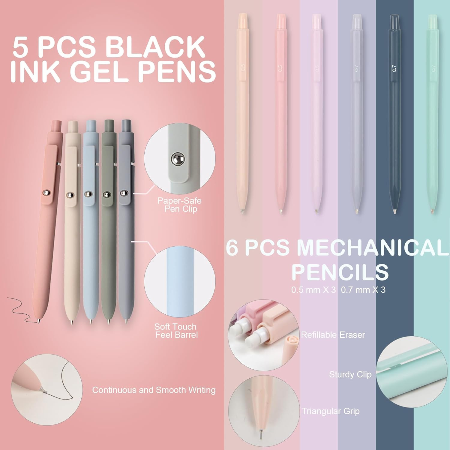 Aesthetic School Supplies with Pencil Pouch – 57 Pcs Cute College Essentials Set