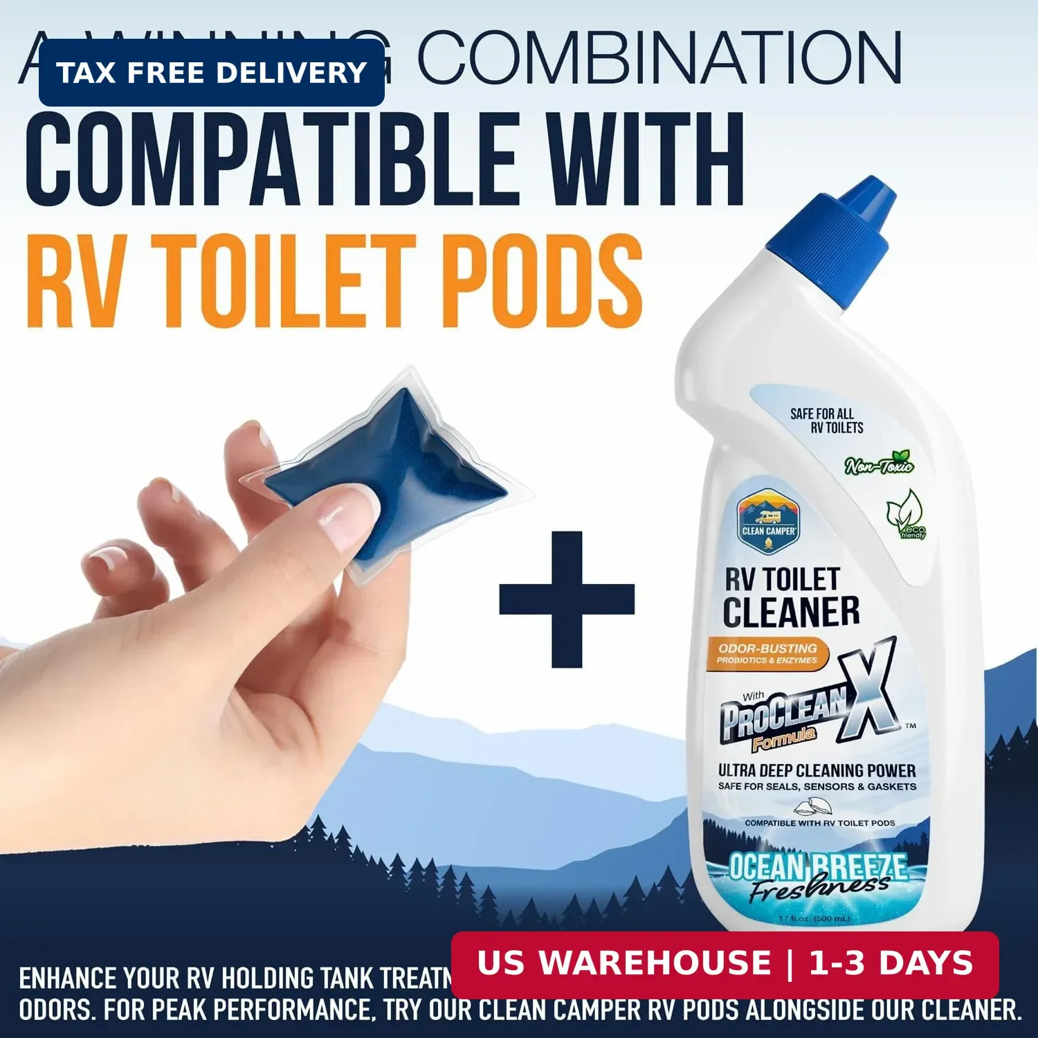 Clean Camper RV Toilet Bowl Cleaner ProClean X™ Formula | Enzyme & Probiotic Pow