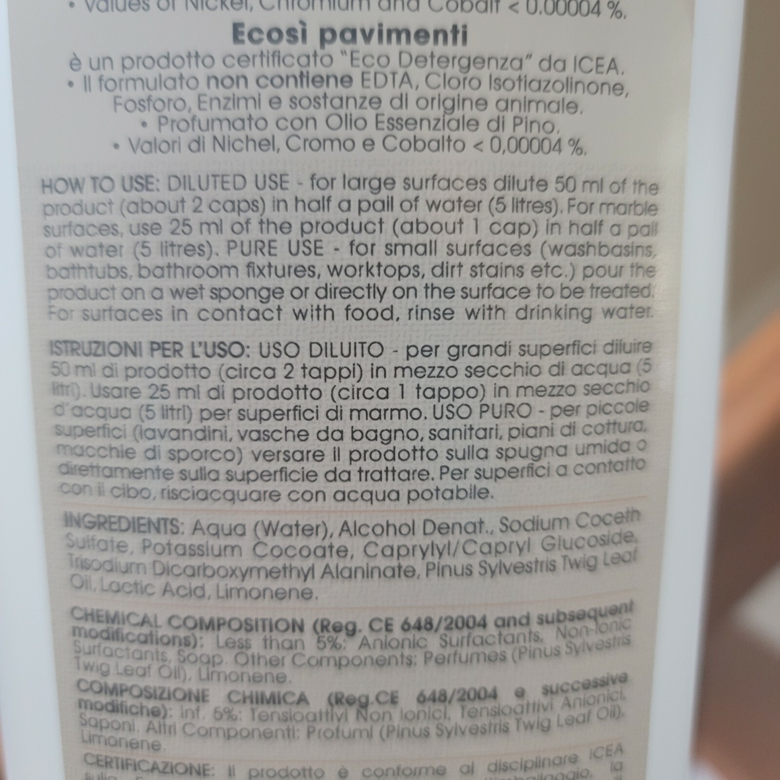 Ecosi Floor Cleaning 33.81 oz Italy Vegan