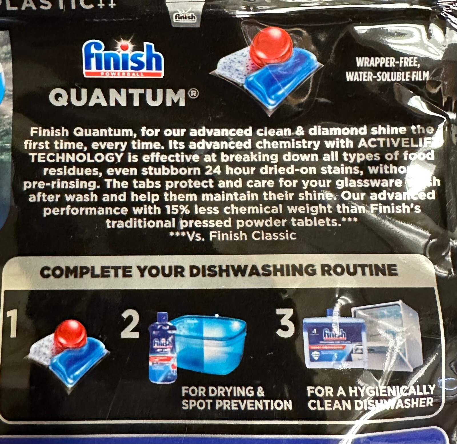 Finish POWERBALL QUANTUM Dishwasher Detergent Diamond Shine Advance Cleaner 21ct