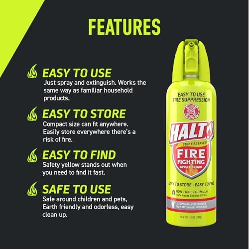 Fire Fighting Foam Spray – Non-Toxic, PFAS Free, Easy to Use, Store, 4-Pack
