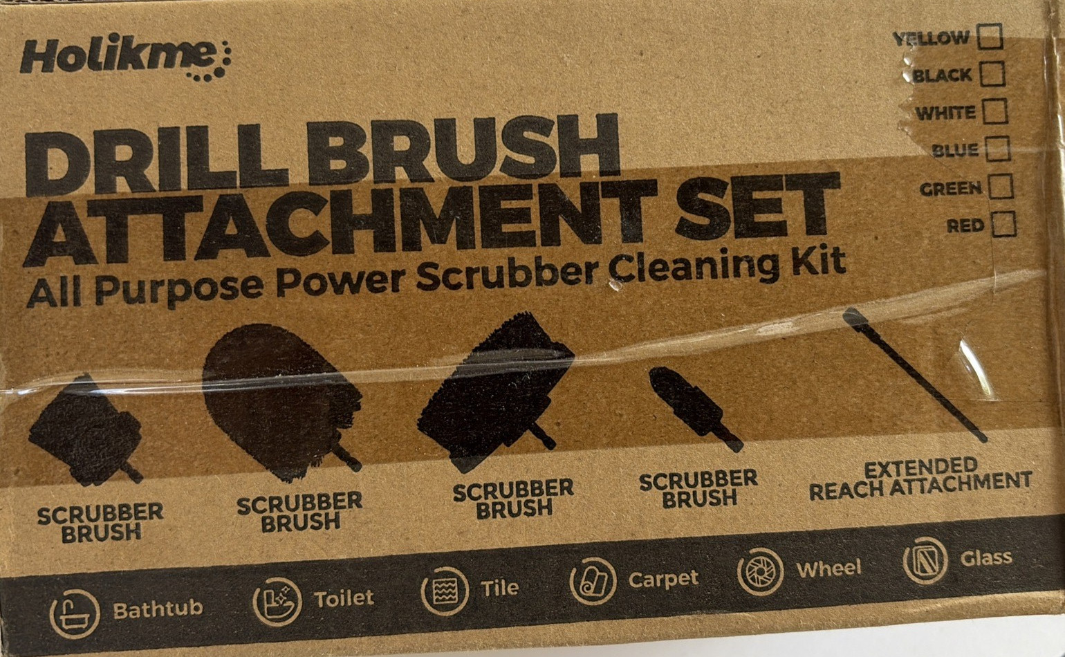 Holikme Drill Brush Extended Long Attachment Set Bathtub Glass Tile Wheel Crevic