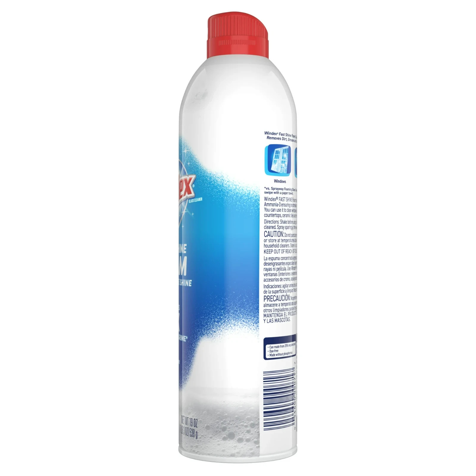 Windex Fast Shine Foam Glass Cleaner, No-Drip Windows, Doors, Mirrors & Countert