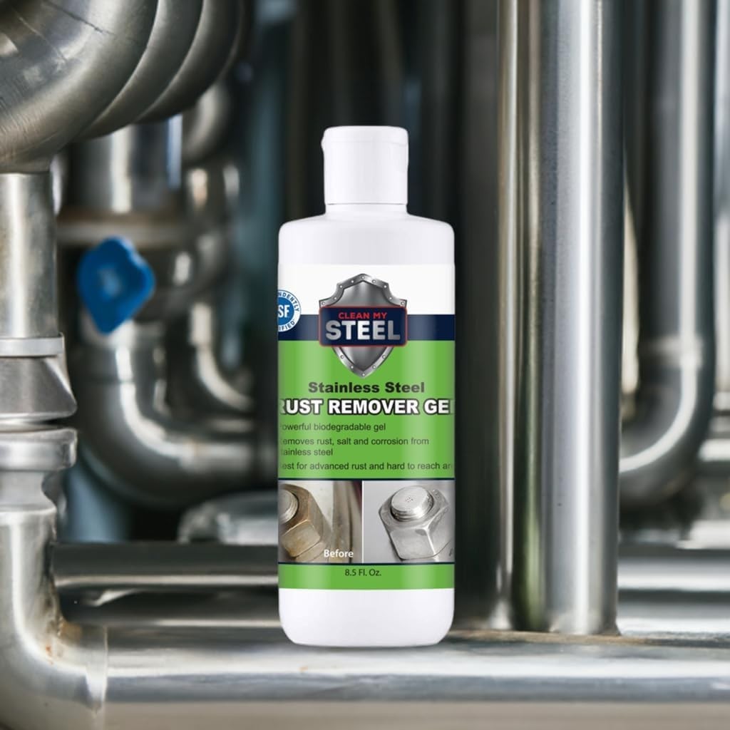 Heavy-Duty Rust Remover Gel for Stainless Steel – No Scrubbing Required, 8.5oz