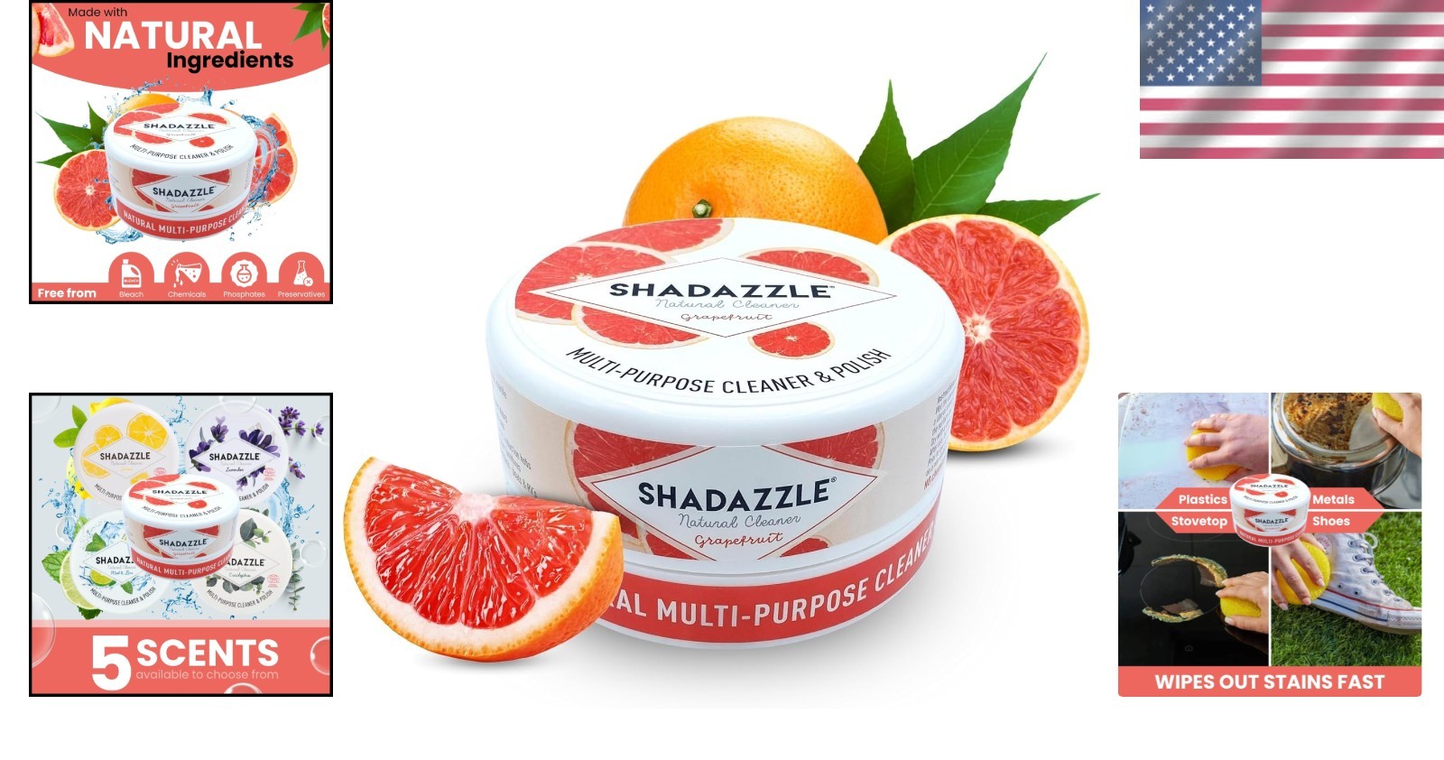 Versatile Grapefruit Scent Cleaning Paste – Biodegradable & Streak-Free 10.58 oz