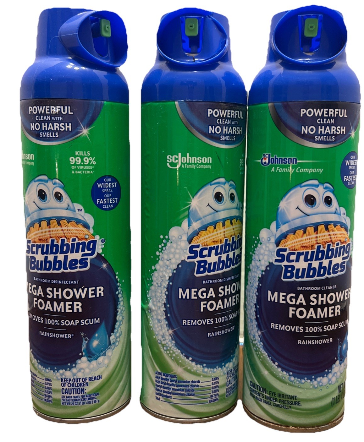 Scrubbing Bubbles Mega Shower Foamer Cleaner 20 oz EACH Rainshower LOT OF 3