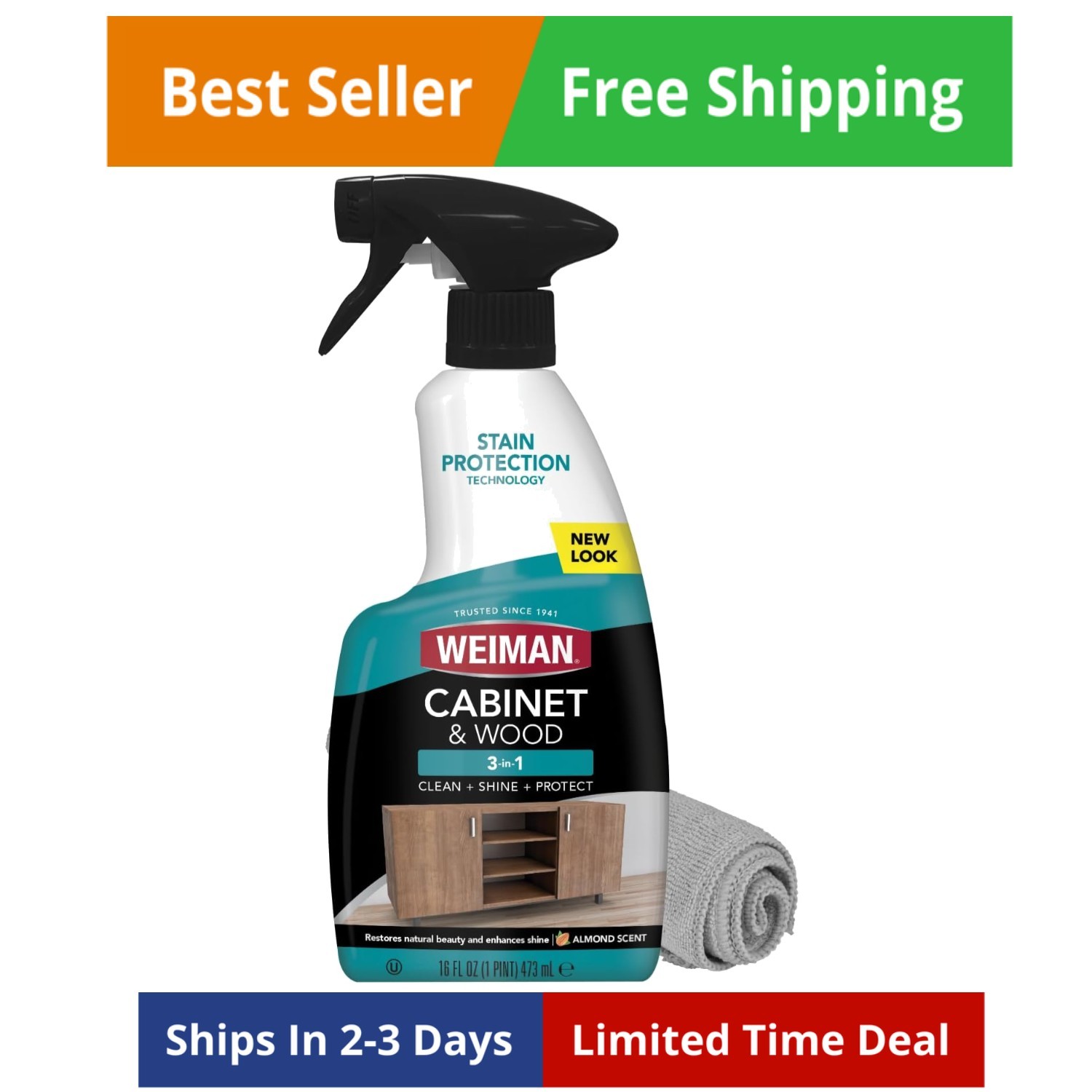 Cabinet & Wood Clean & Shine Spray – Furniture, Kitchen Cabinets, Baseboard &…