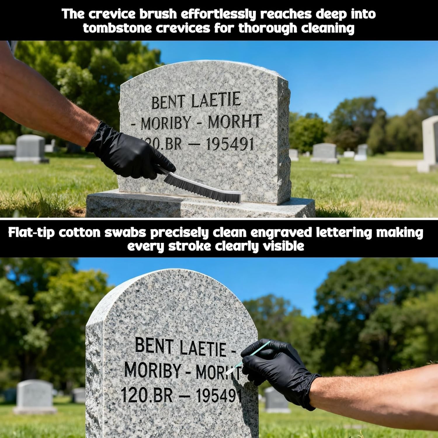 Complete Headstone Cleaning Tools: Reusable Gloves, Brushes & Towel for Care