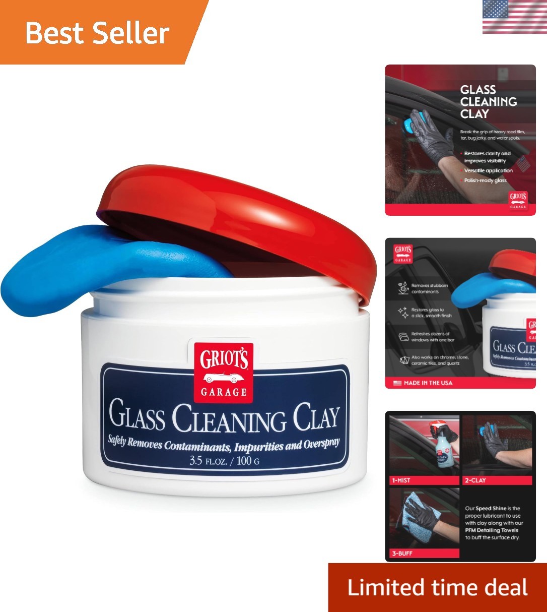 Glass Cleaning Clay for Car Window, Windshield, Shower Door, Stone, Ceramic T…